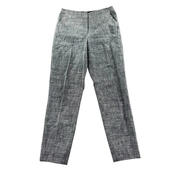 Theory Tapered Slim Pants Size 4 Canvas Tweed Slub Black White Workwear - Picture 3 of 10
